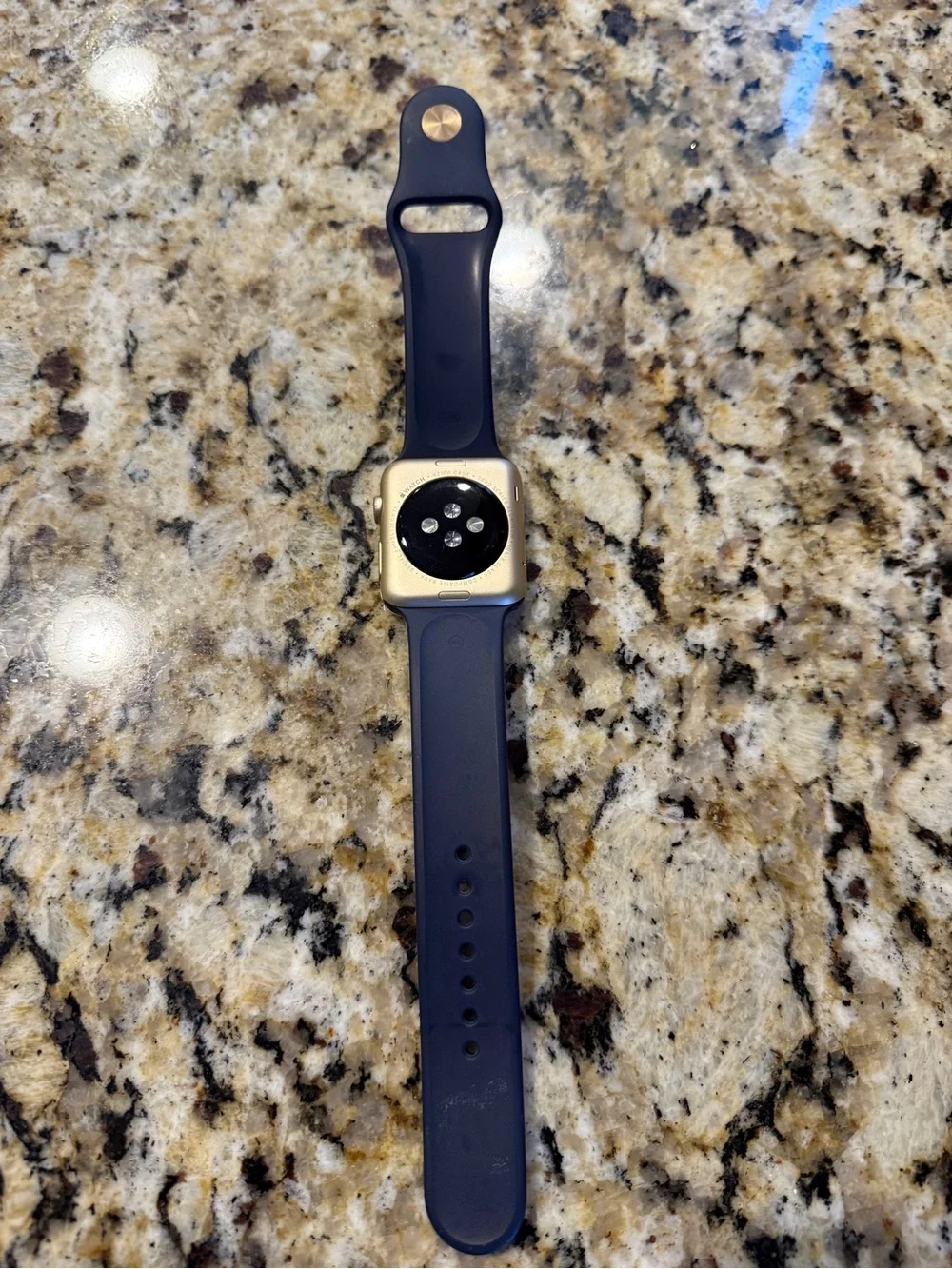 Apple Watch with Deep Navy Silicone Sport Band - Blue